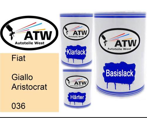 Fiat, Giallo Aristocrat, 036: 500ml Lackdose + 500ml Klarlack + 250ml Härter - Set, von ATW Autoteile West.